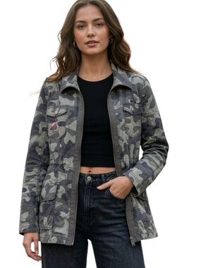 JADE & IVORY: Women’s Camo Jacket w/Embroidered Flowers -Size Large